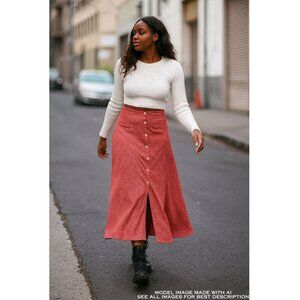 Ann Taylor Polka Dot Maxi Skirt 8 Slit Full Button Flowy Rockabilly Vintage